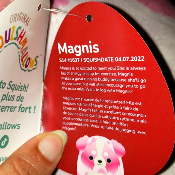 Squishmallows 14" Magnis Pink Australian Shepard Dog hearts Valentine's 2023 NWT - Picture 7 of 7